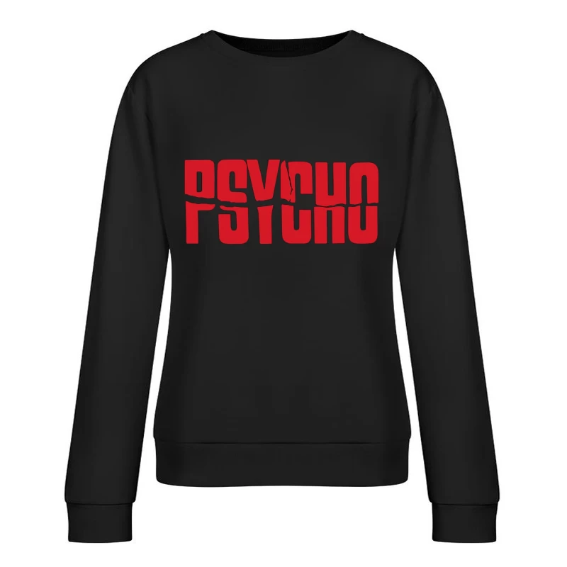 Red Typography Logo of Classic Horror Film "Psycho" Female Pullover Sweatshirt