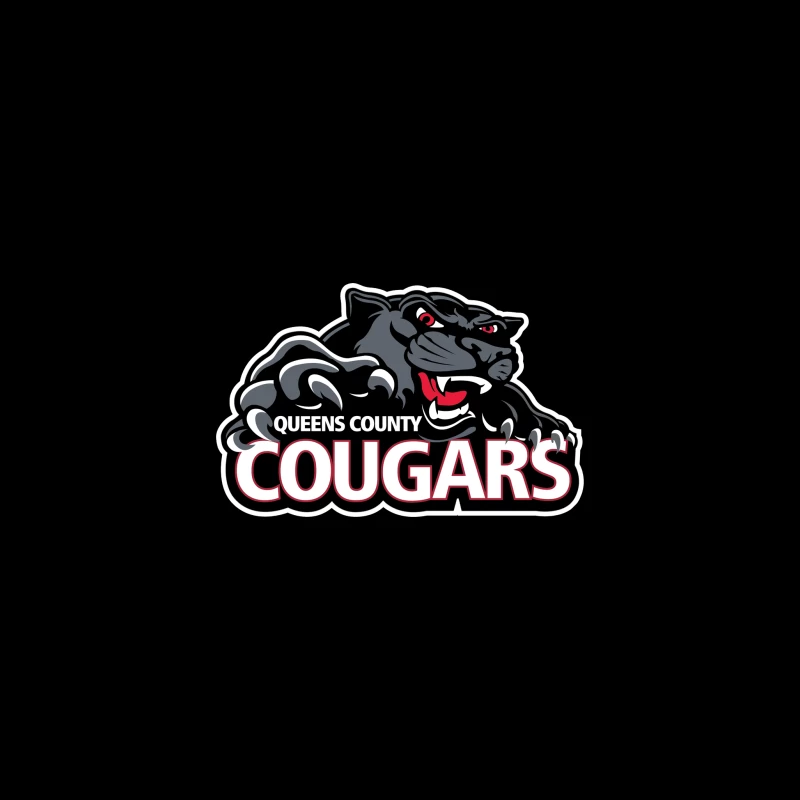 Queens County Cougars Sports Team Logo with Black Cougar Mascot Desk Mat