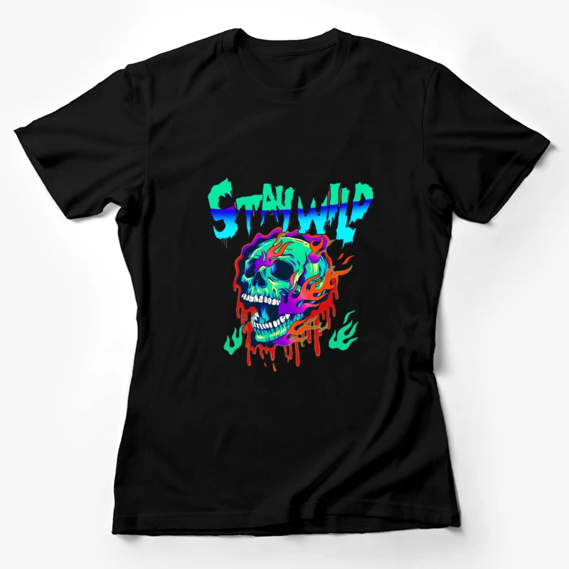 Psychedelischer Schädel mit Flammen Damen T-Shirt