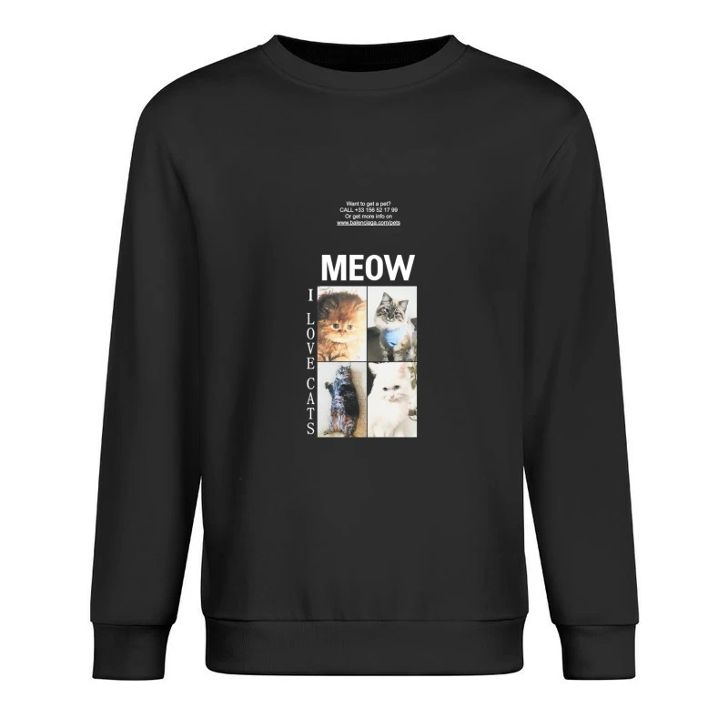 Süße Katzenbilder und Kontaktinformationen Herren Pullover Sweatshirt