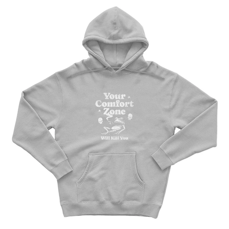 Comfort Zone Typography with Playful Dinosaur Design Male Pullover Hoodie