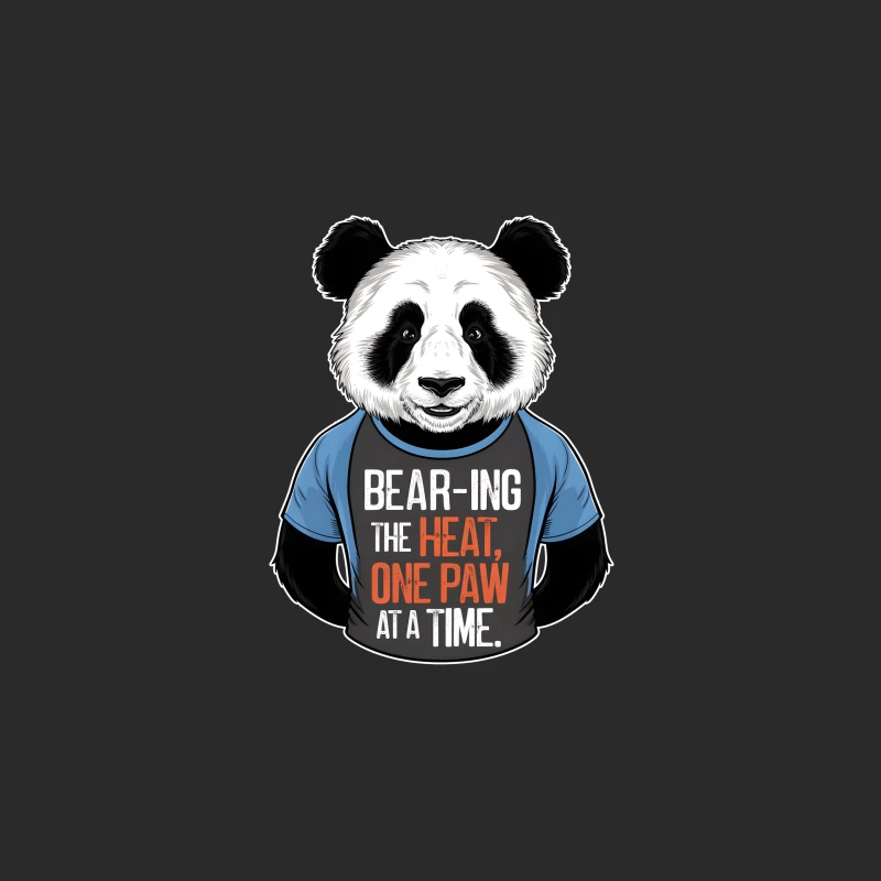 Cartoon Panda Bear-ing the Heat with Punny T-Shirt Baseball Cap