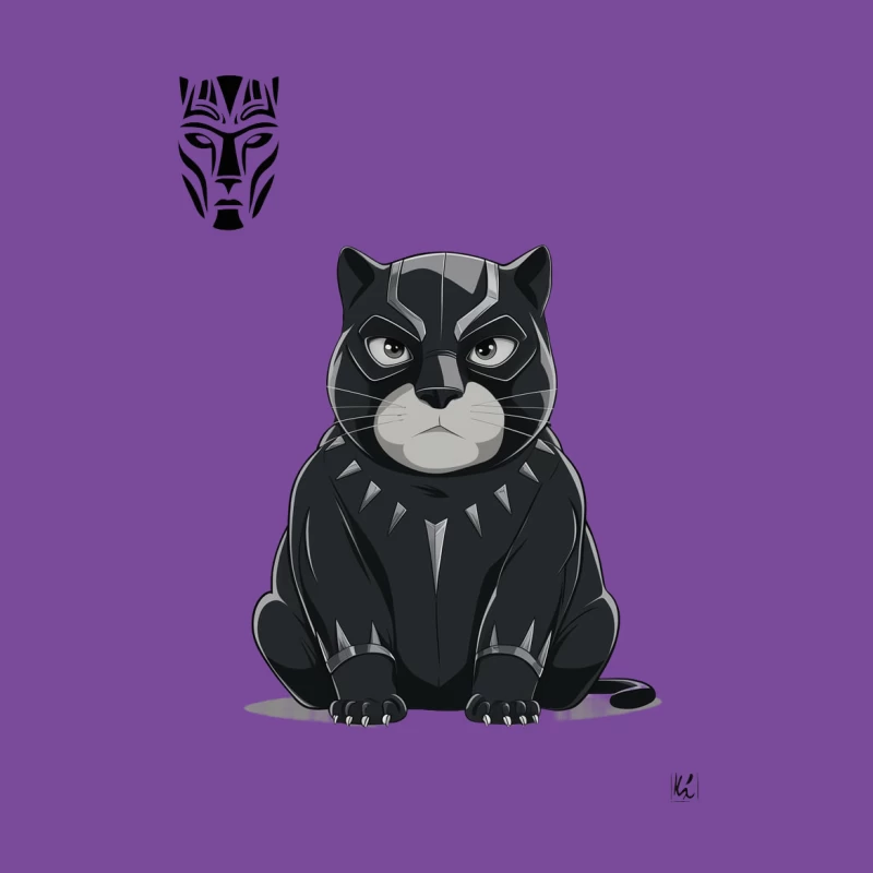 cartoon cat black panther superhero mask illustration comic character animal Female T-Shirt