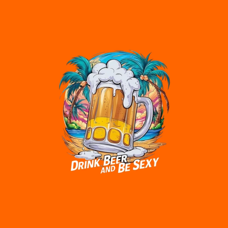 Drink Beer and Be Sexy - Tropical Vibes Throw Pillow
