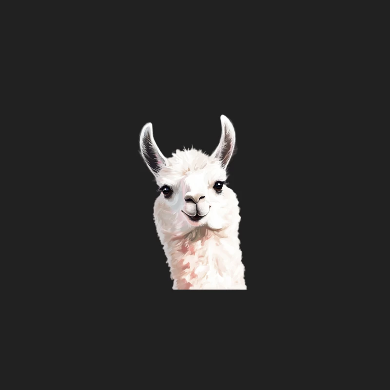 Cute White Fluffy Alpaca Portrait Bucket Hat