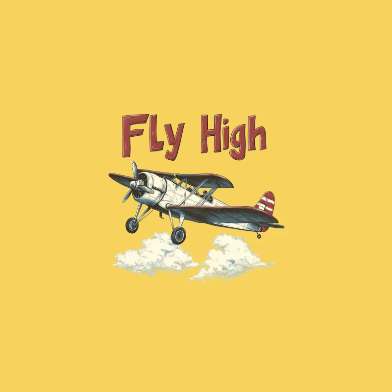 Vintage Biplane Soars High: Retro Aviation Illustration Bucket Hat