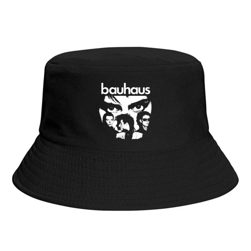 Abstract Bauhaus Portrait Sketch in Black and White Bucket Hat