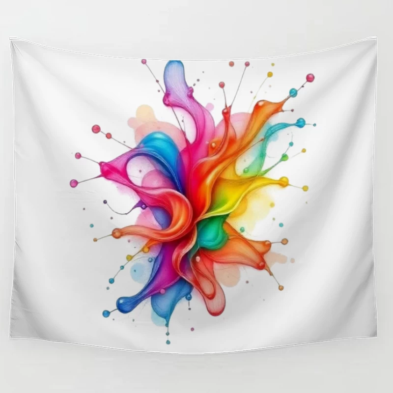 Vibrant Rainbow Watercolor Splash Abstract Art Tapestry