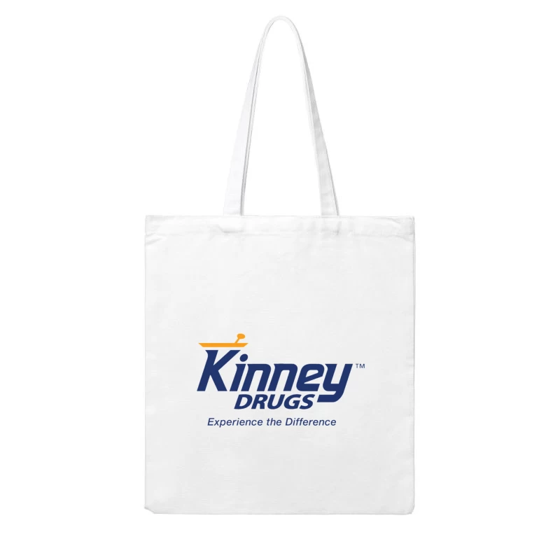 Kinney Drugs Pharmacy Logo with Blue Text and Orange Accent Cotton Tote Bag