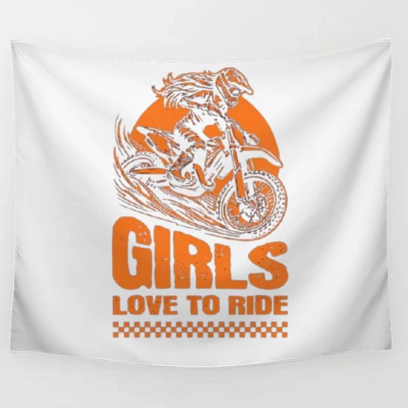 Girls Love to Ride - Motocross Racing Design Tapestry