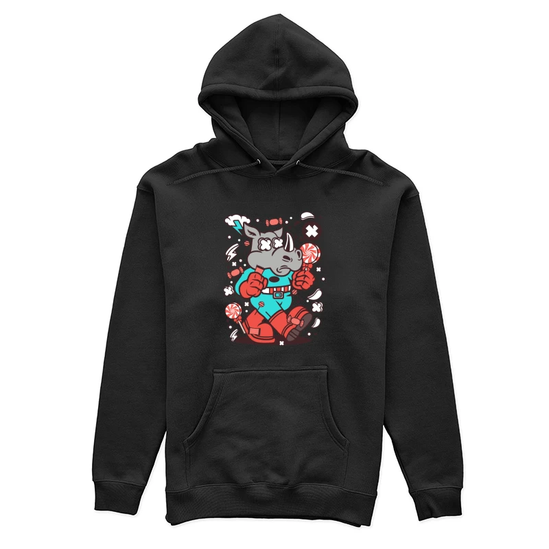 Rhino super-héros, sucettes et bonbons Femme Sweat à capuche
