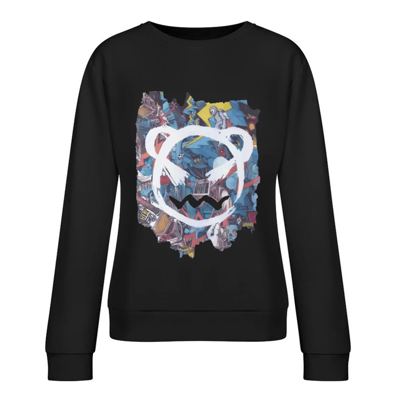 Abstrakte Graffiti-Bär Illustration Damen Pullover Sweatshirt