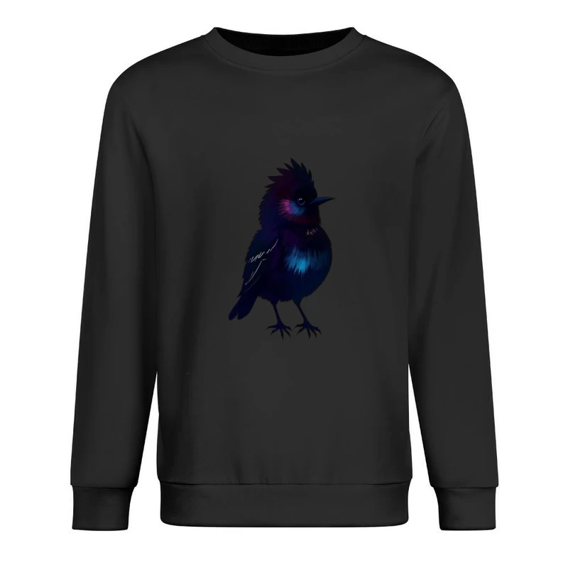 Mystical Glowing Black Bird Silhouette Male Pullover Sweatshirt