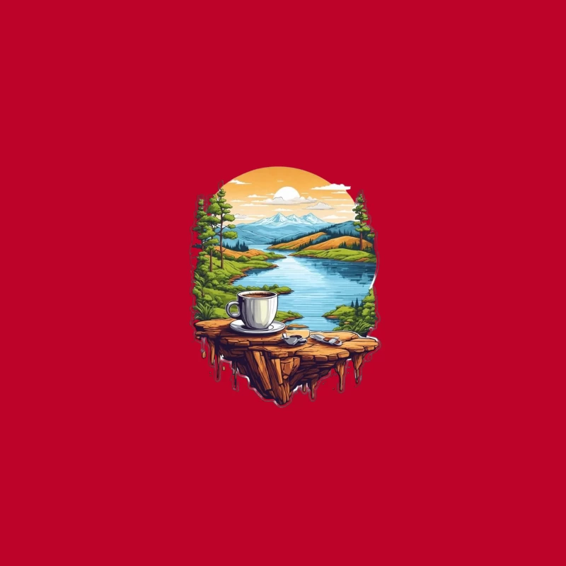 Scenic Coffee Landscape Desk Mat
