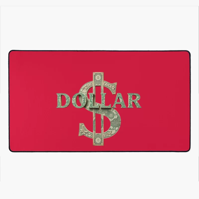 Creative Dollar Sign Typography Made from US Currency Desk Mat