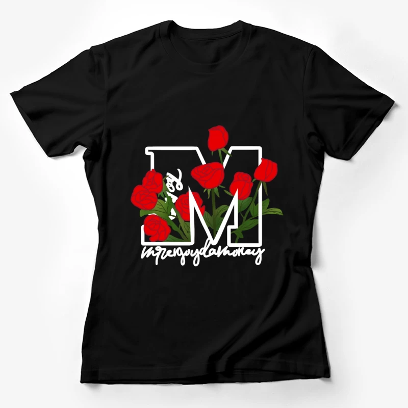 Rote Rosen auf Buchstaben-M Design Damen T-Shirt