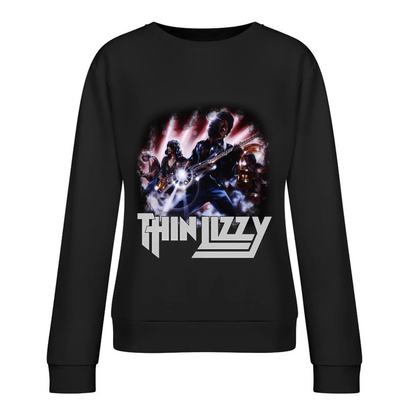 Dramatic Rock Band Performance Illustration Female Pullover Sweatshirt