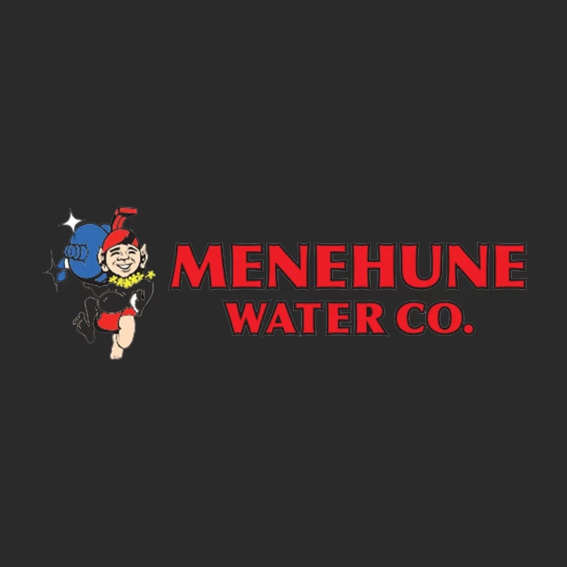 Vintage Menehune Water Company Logo with Cartoon Mascot Baseball Cap