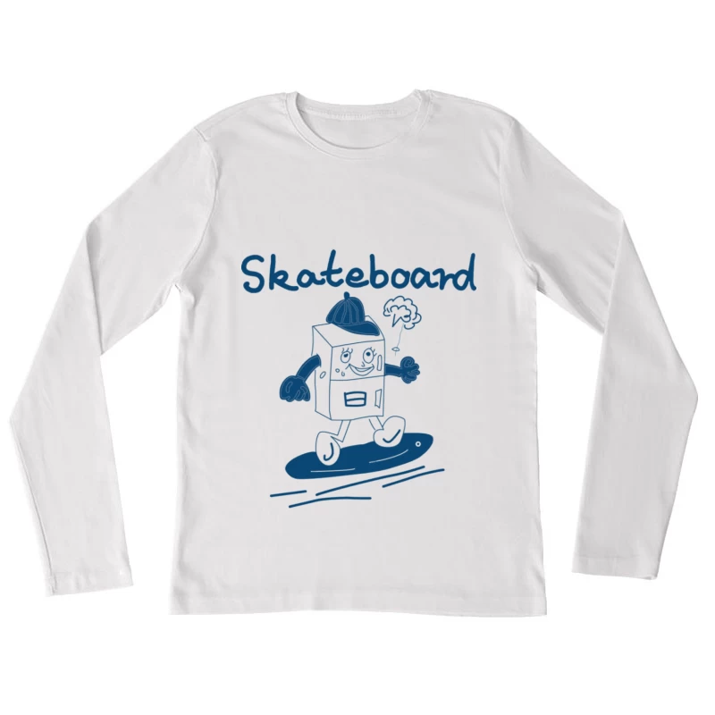 Roboter auf Skateboard mit Mütze Damen Langarm T-Shirt
