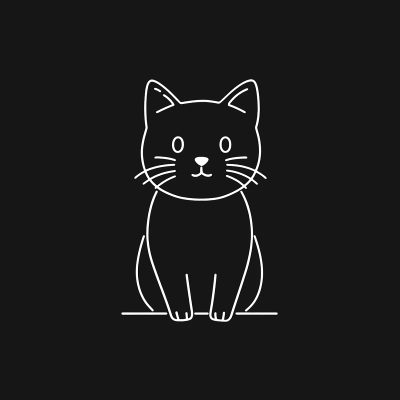 Simple Minimalist Cat Sketch Outline Female T-Shirt