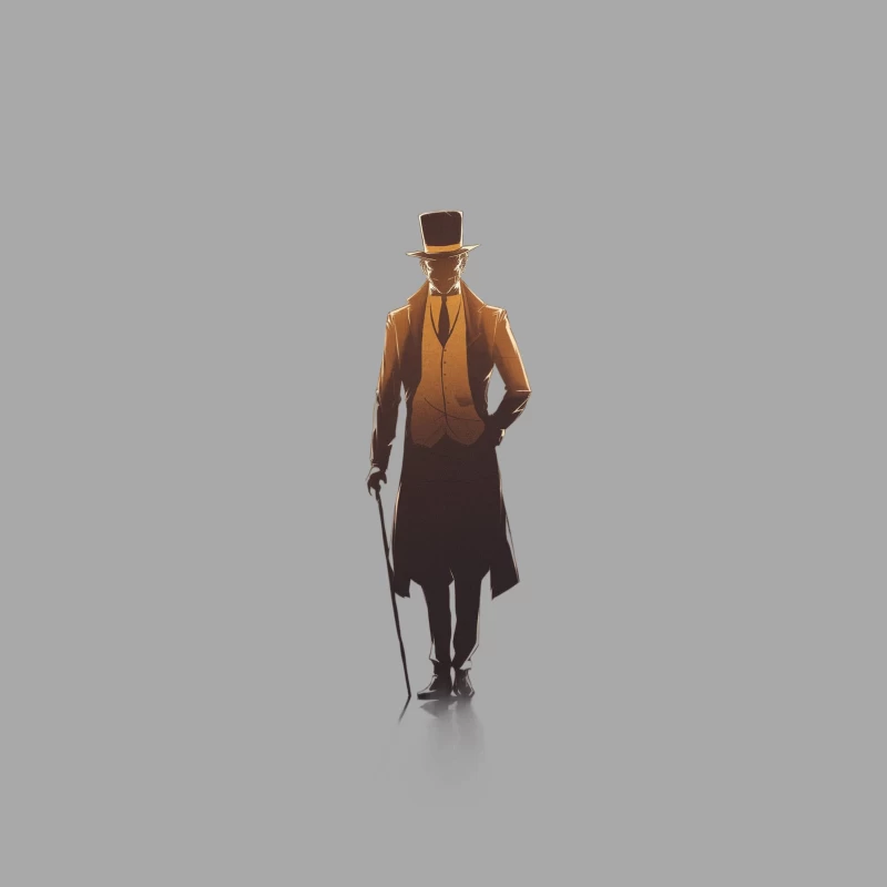 Elegant Vintage Gentleman Silhouette with Top Hat and Cane Female Pullover Hoodie
