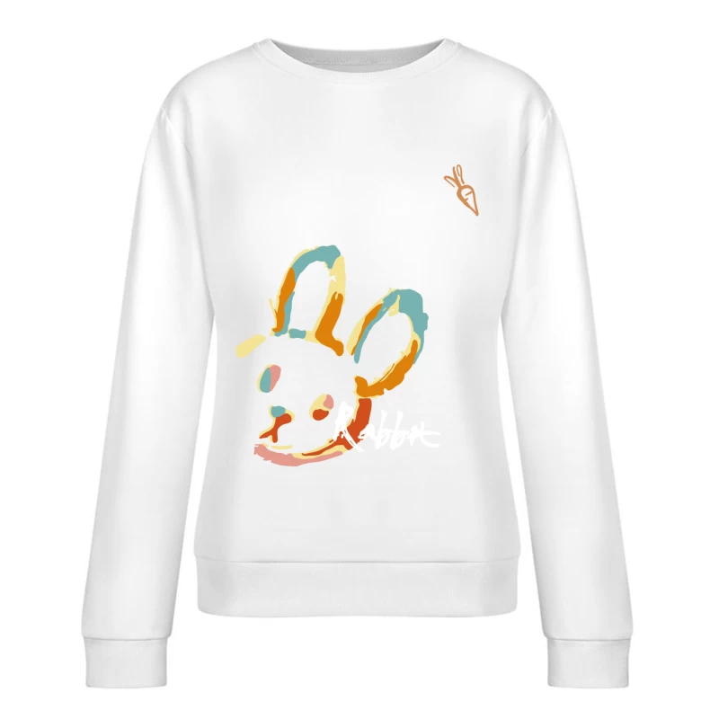 Künstlerisches Hasenmotiv in bunten Farben Damen Pullover Sweatshirt