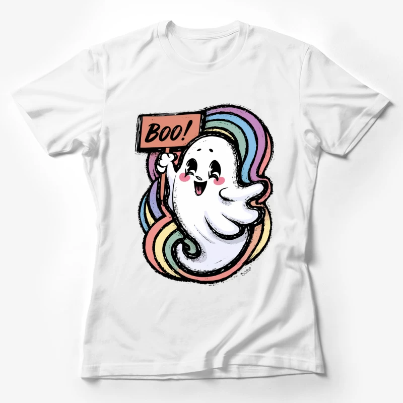 Dessin animé de fantôme joyeux pour Halloween Femme T-Shirt
