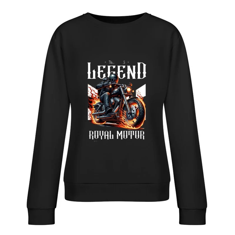 Legendary Flaming Royal Motor Black Motorcycle Illustration Female Pullover Sweatshirt