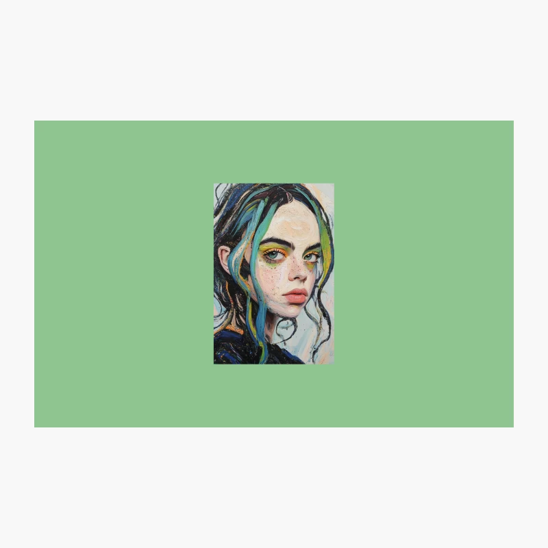 Vibrant Artistic Portrait with Colorful Hair and Intense Gaze Travel Mug