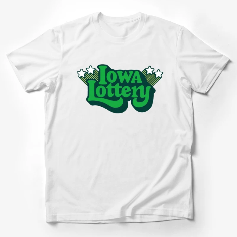 Vintage-Style Iowa Lottery Green Logo with Stars Male T-Shirt