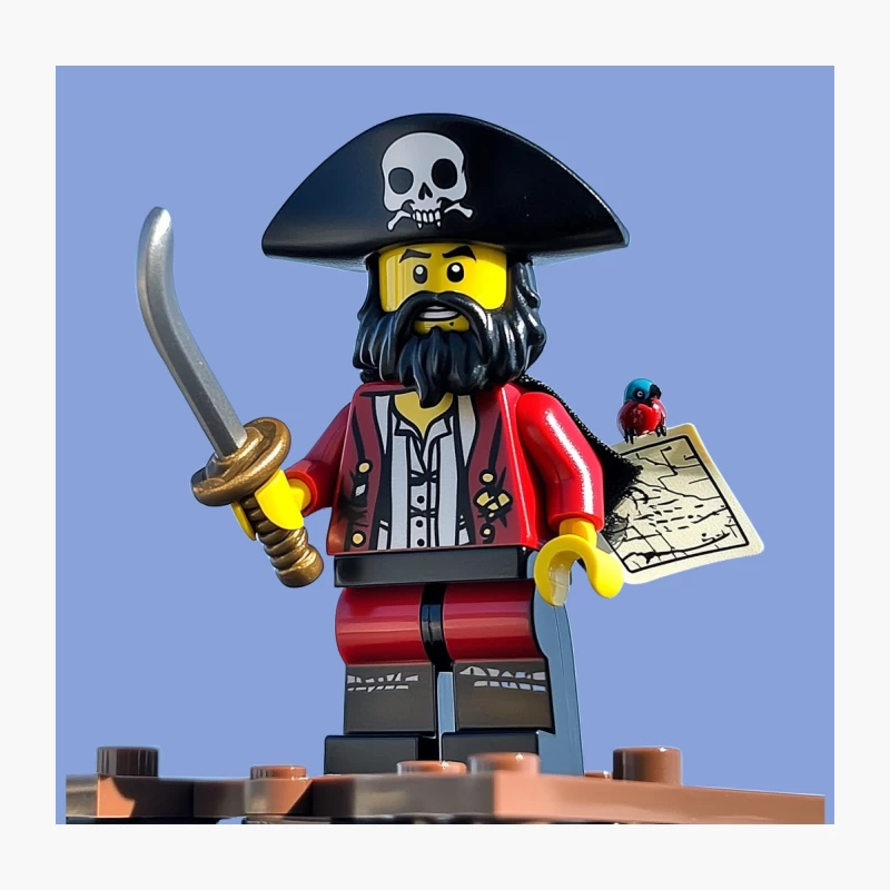 LEGO Pirate Minifigure with Sword and Map Throw Pillow