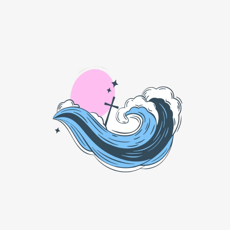 Illustration de Vague et Lune Homme Sweat-shirt à enfiler