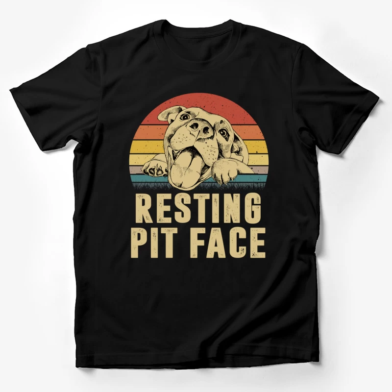 Visage de pit bull sur fond rétro Homme T-Shirt