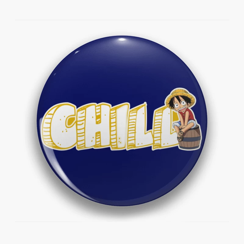 Chill Anime Illustration of Luffy from One Piece Pin