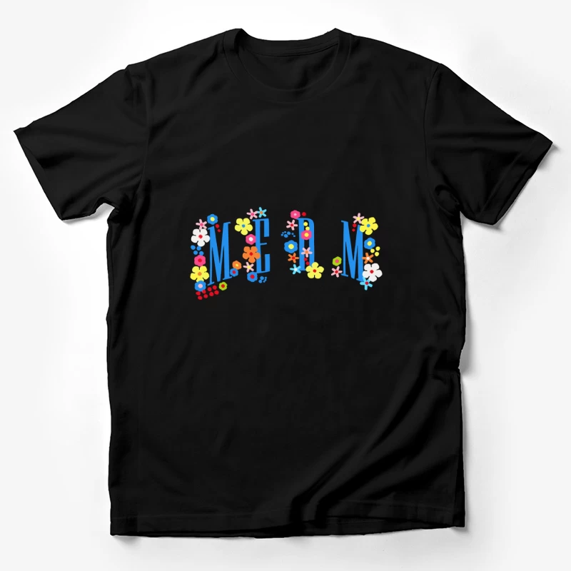 Blumiges typografisches Design mit dem Wort Herren T-Shirt