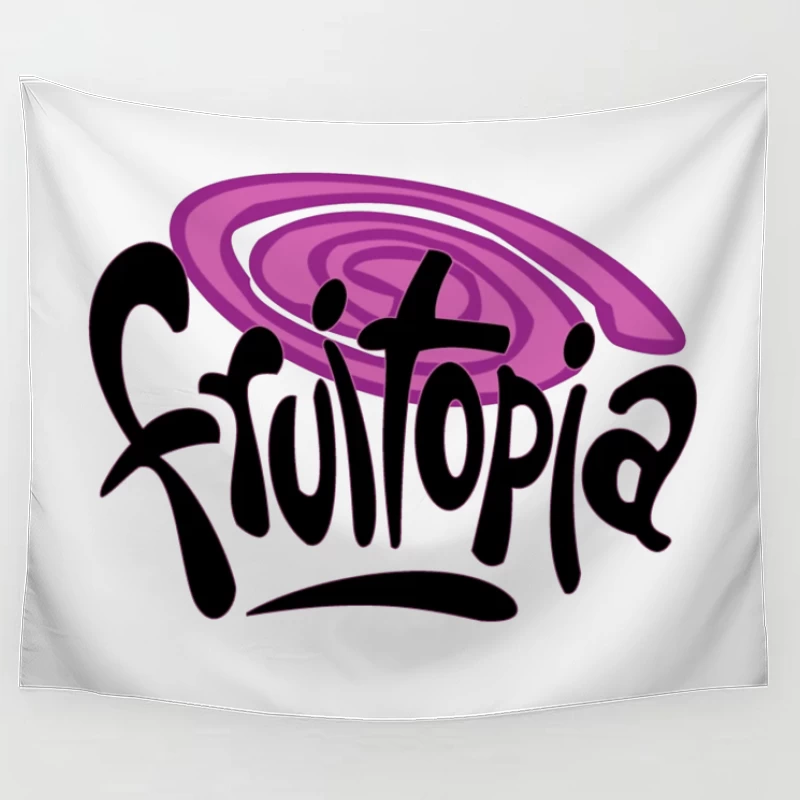 Fruitopia Vintage Beverage Brand Logo with Purple Swirl Design Tapestry