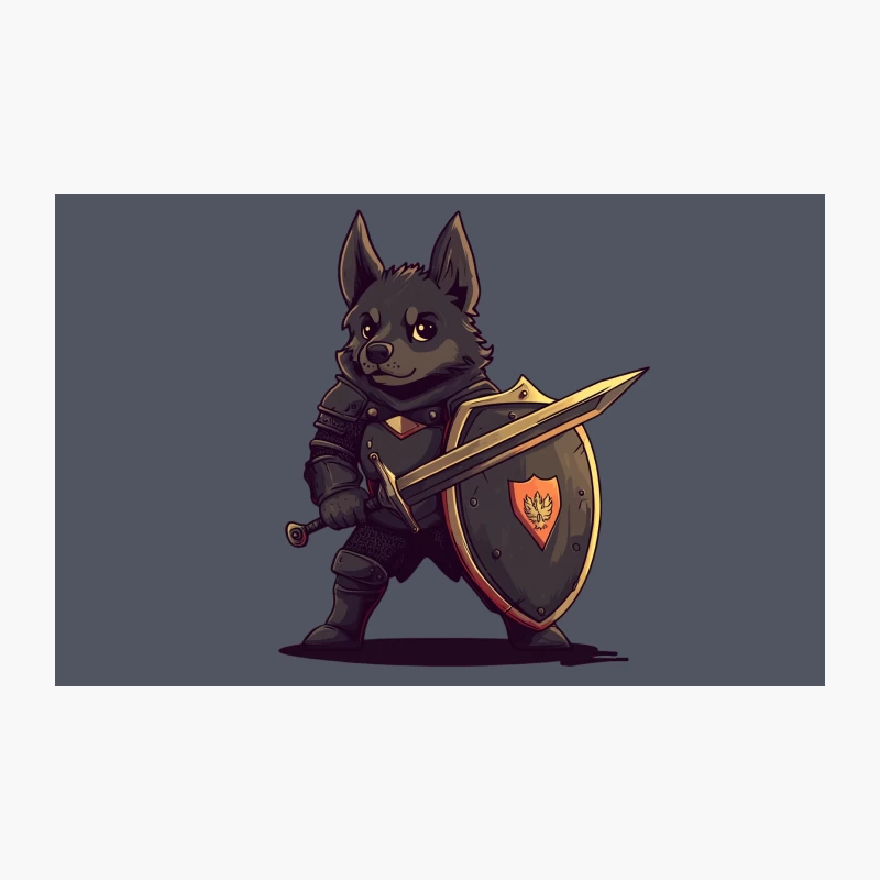 Cute Cartoon Dog Warrior with Sword and Shield Travel Mug