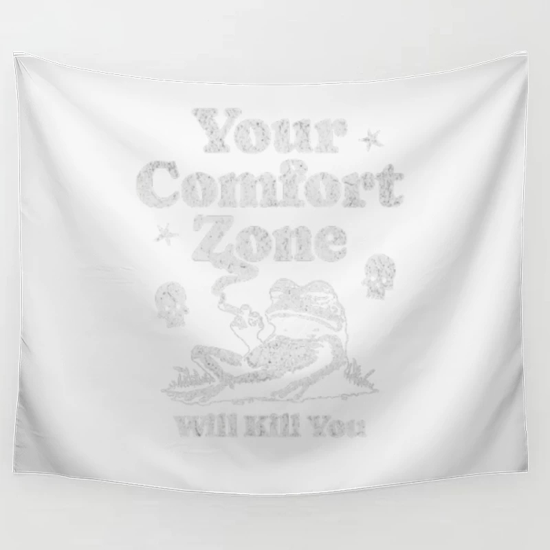 Comfort Zone Typography with Playful Dinosaur Design Tapestry