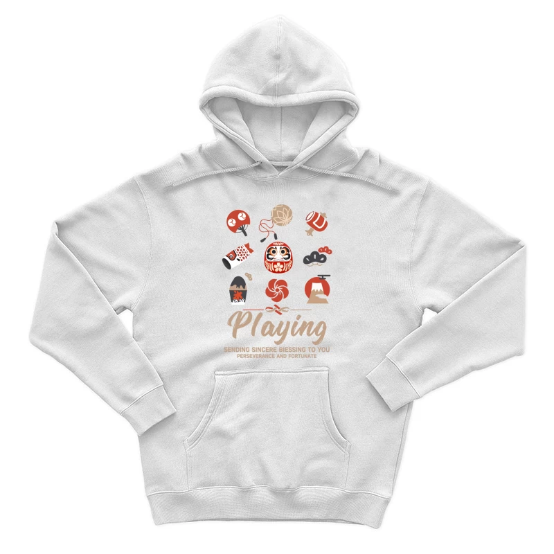 Japanische Glückssymbole und Wünsche Herren Pullover Hoodie