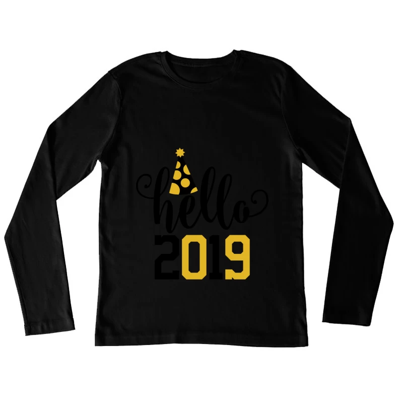Bonne année 2019 avec chapeau festif Femme Manches Longues T-Shirt