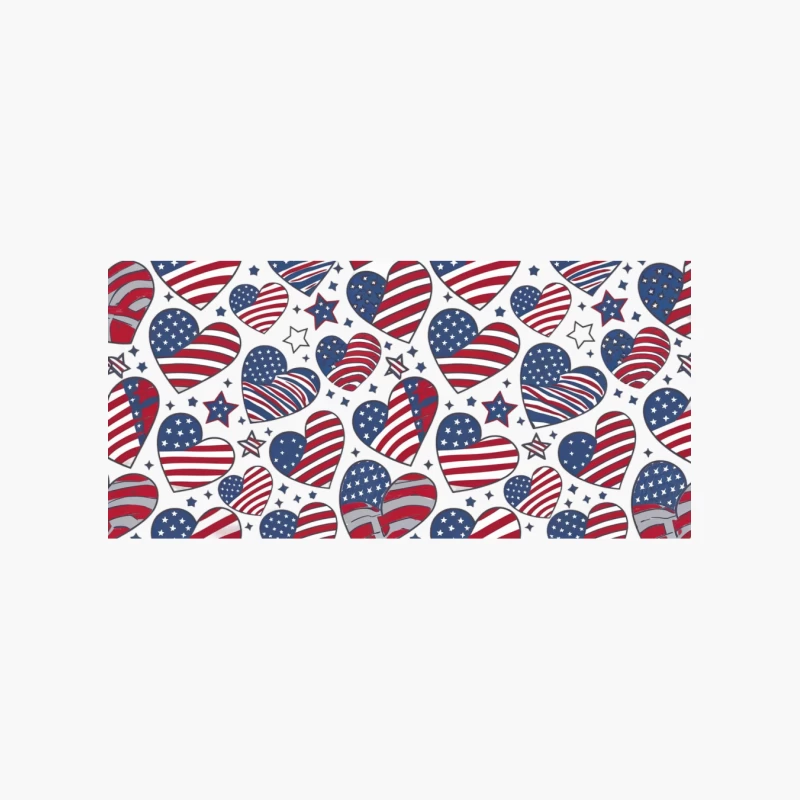 Patriotic American Flag Heart Pattern with Stars Cotton Tote Bag
