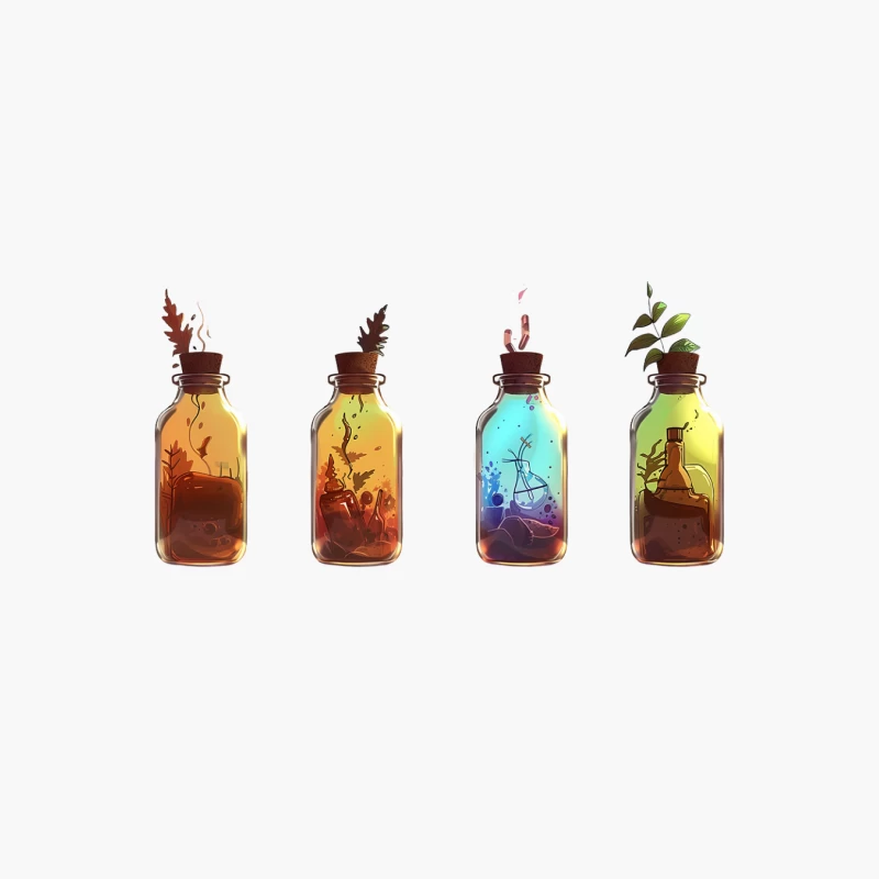 Seasonal Elements Captured in Whimsical Miniature Bottle Landscapes Cotton Tote Bag