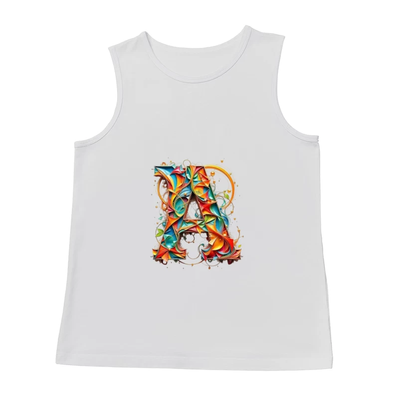 Vibrant Paper Quilled Letter A Typography Art Male Tank Top