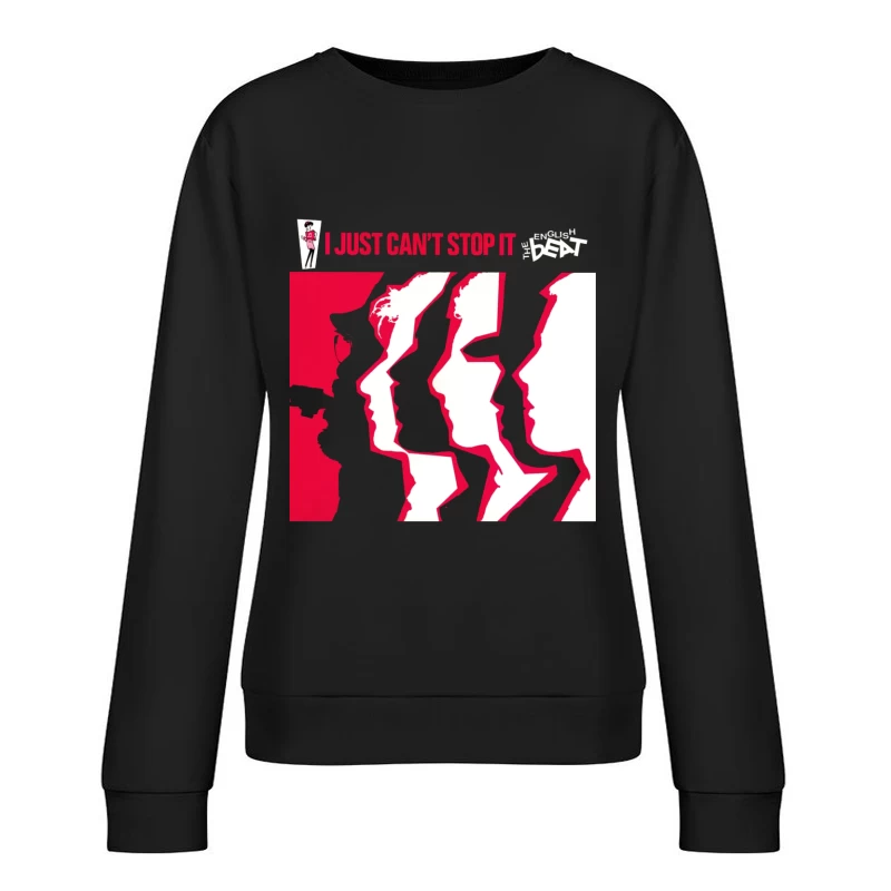 "I Just Can't Stop It" Abstract Red and White Album Cover Female Pullover Sweatshirt