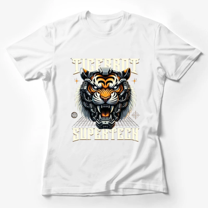 Cybernetic Tiger Head with Futuristic Tech Enhancement Female T-Shirt