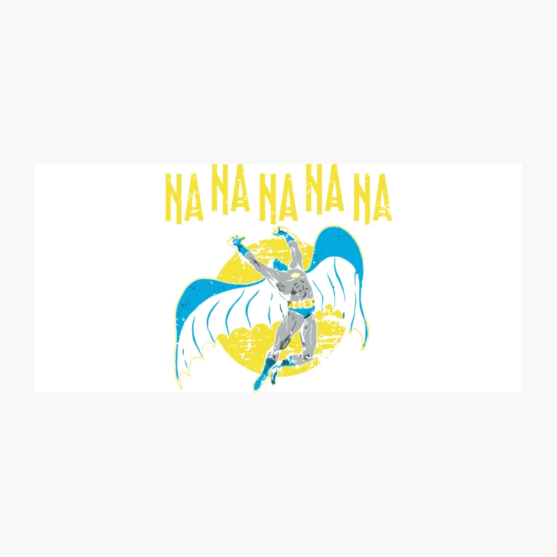 Retro Batman: Dynamic Superhero in Yellow and Blue Coffee Mug