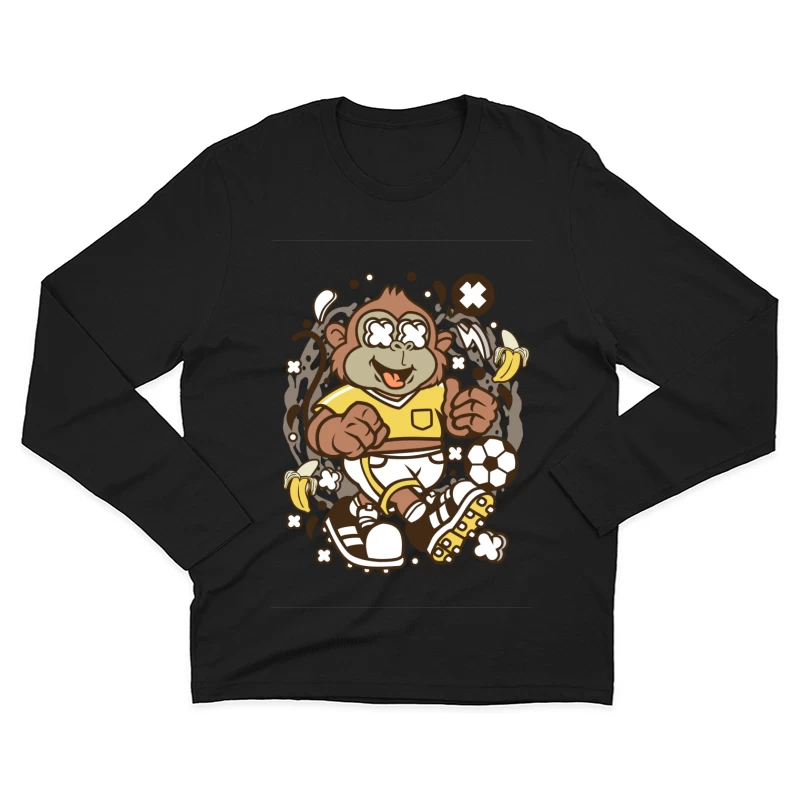 Singe joueur de football avec bananes Homme Manches Longues T-Shirt