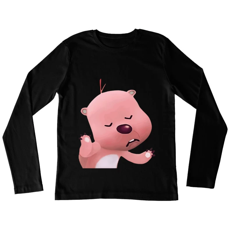 Schlafender rosa Bär Damen Langarm T-Shirt
