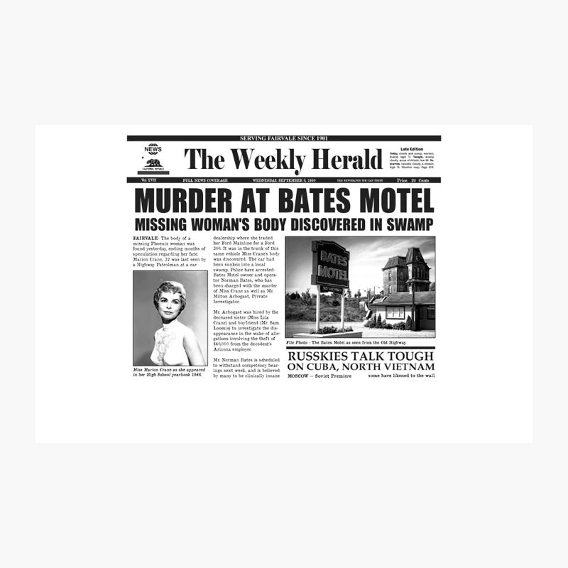 Murder at Bates Motel Newspaper Travel Mug