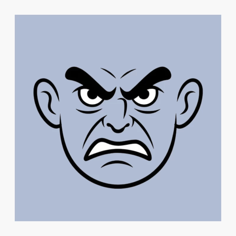 Black and White Cartoon Angry Face Expression Sketch Pin